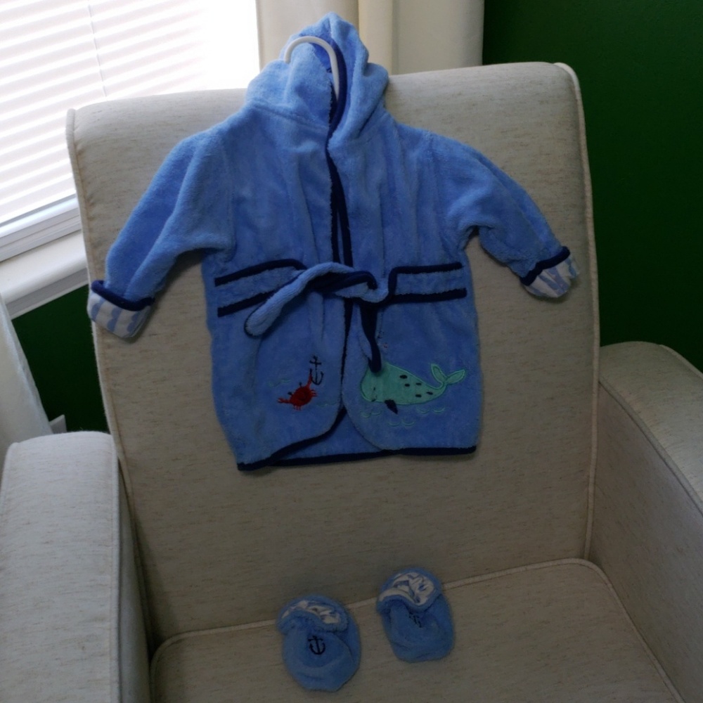Infant bathrobe and slippers